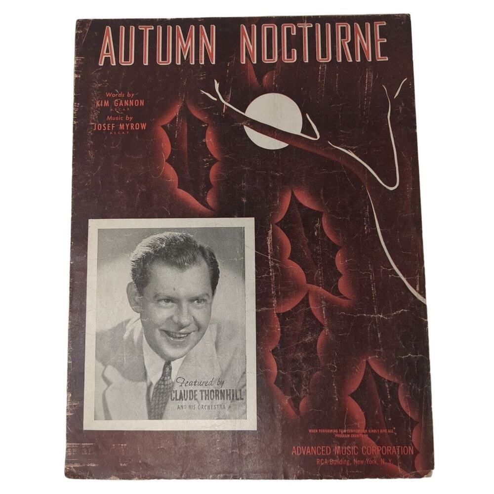 1941 Autumn Nocturne Piano Sheet‎ Music by Josef Myrow Words by Kim Gannon